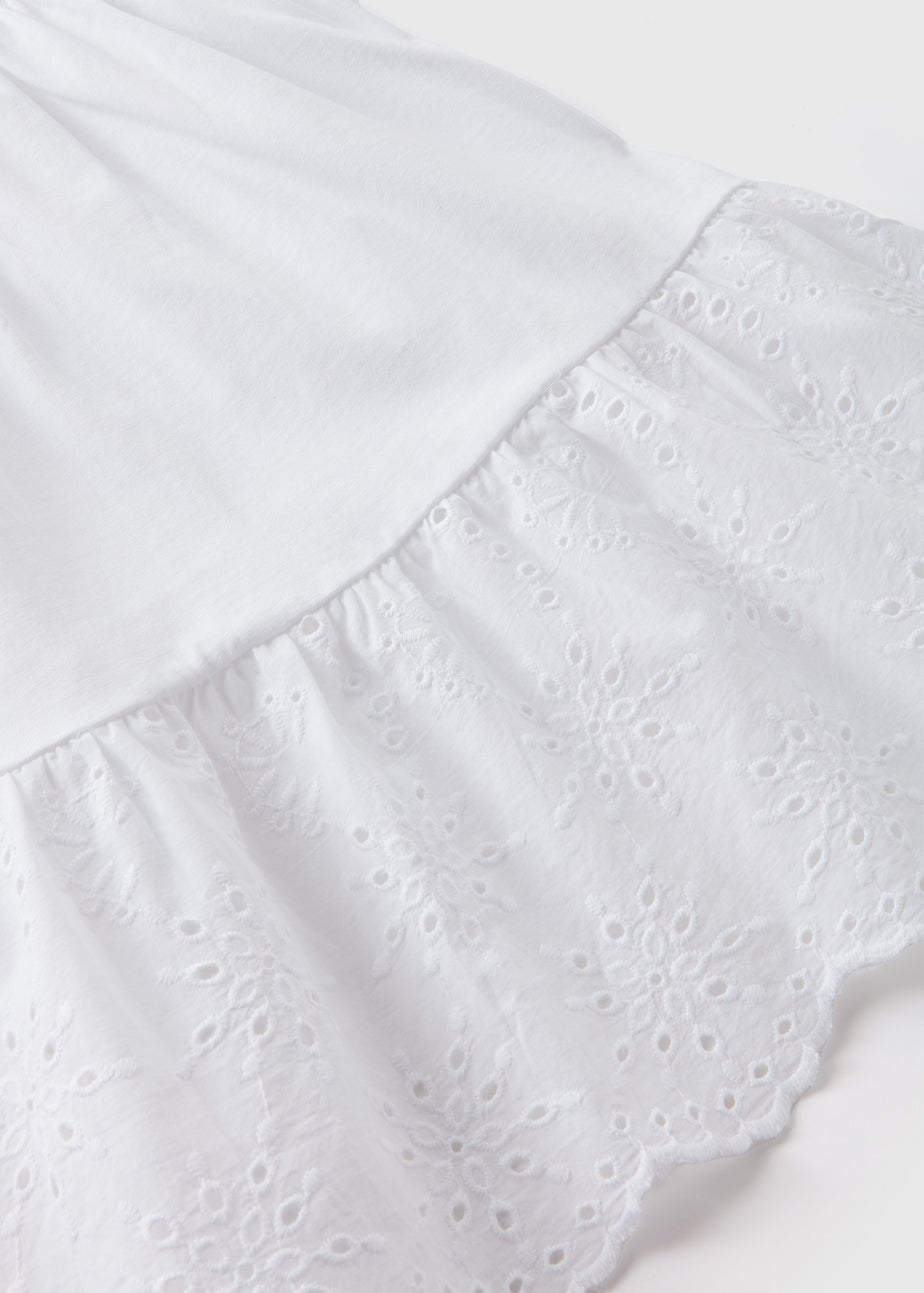 Girls White Strappy Jersey Dress (7-13yrs)