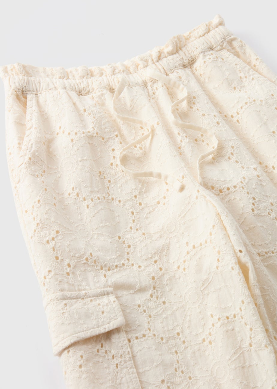 Girls Cream Co Ord Parachute Pants (7-13yrs)