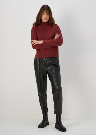 Burgundy High Neck Rib Top