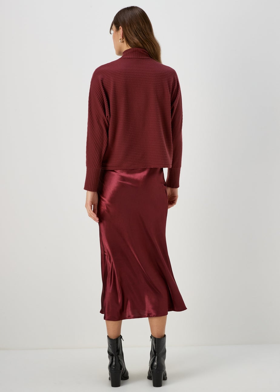 Burgundy High Neck Rib Top