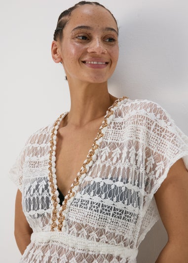 Cream Crochet Kaftan