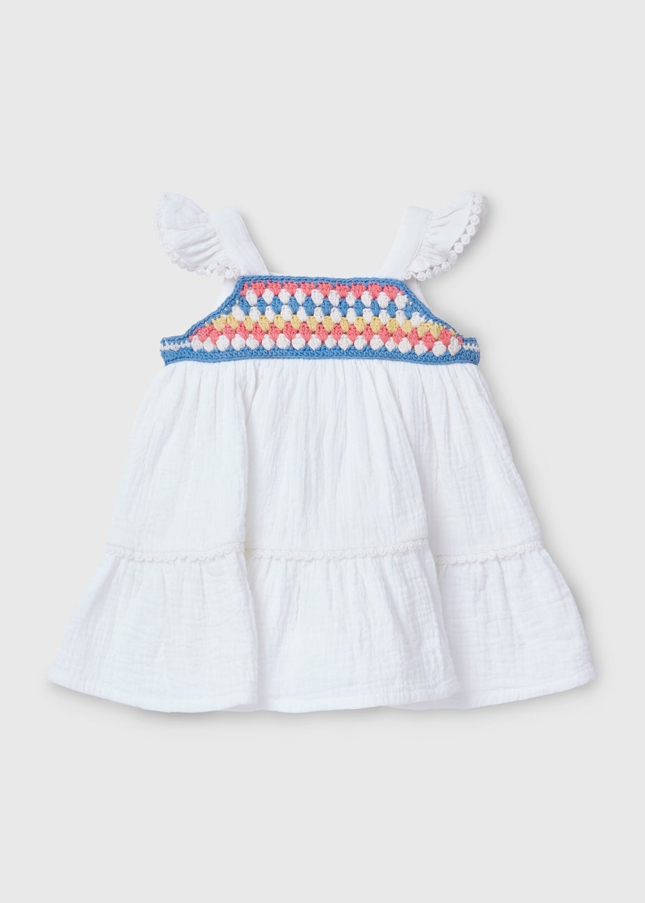 Baby White Crochet Swing Dress (Newborn-23mths)