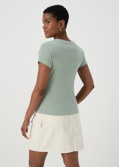 Green Ribbed T Shirt