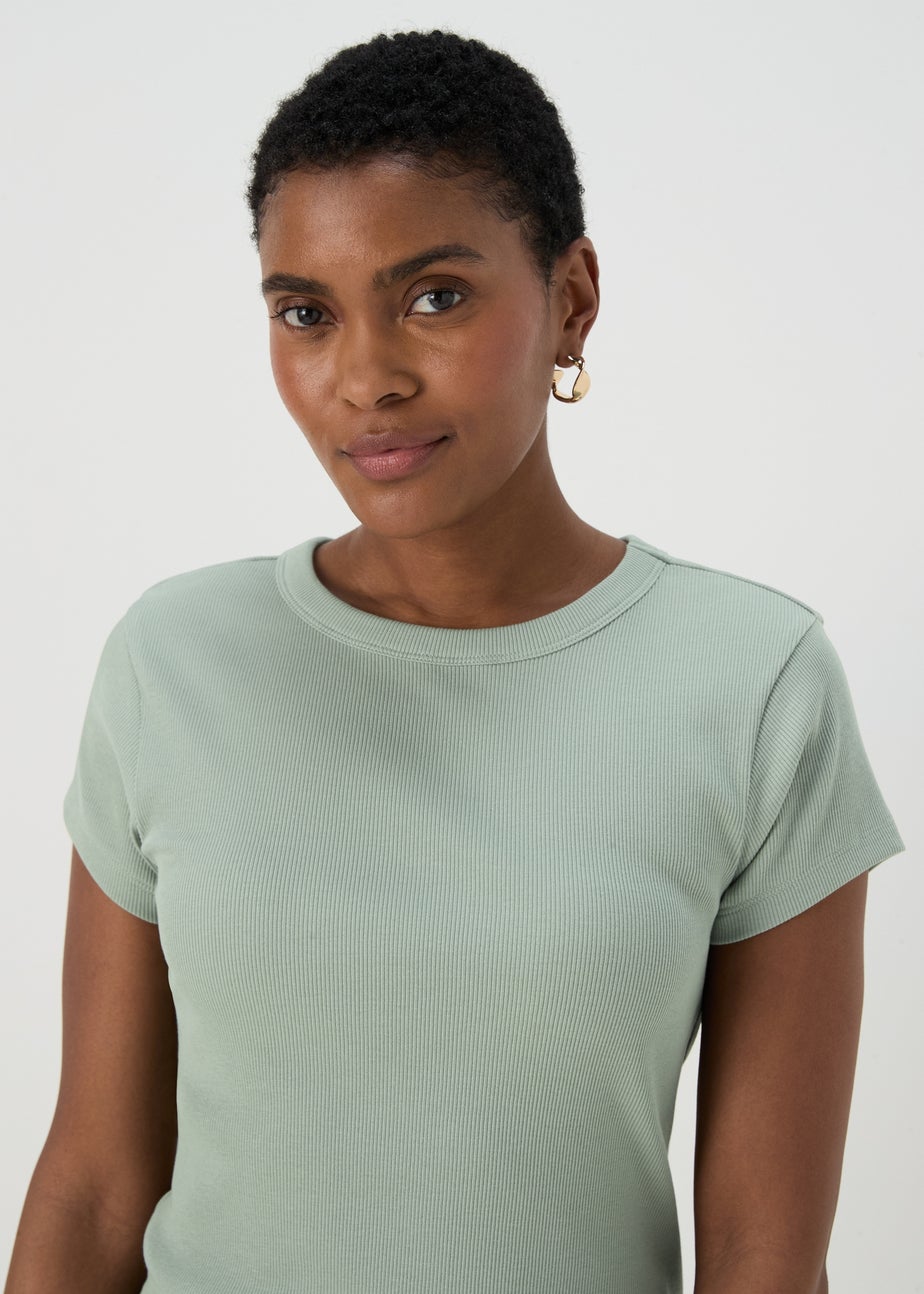 Green Ribbed T Shirt