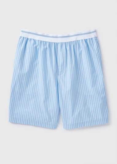 Blue Woven Check Stripe Shorts