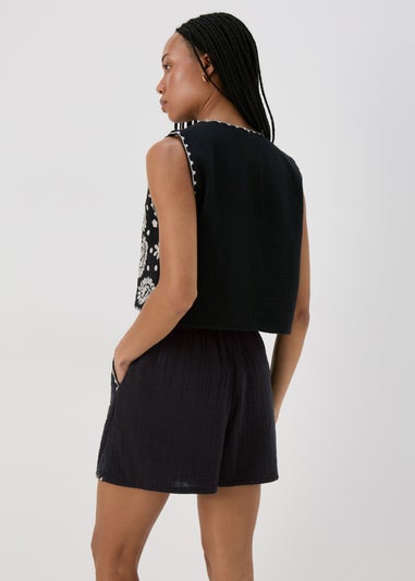 Black Co Ord Linen Shorts