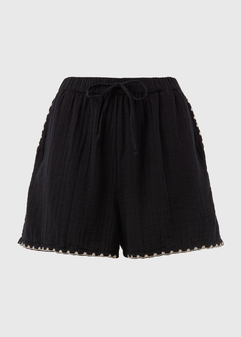 Black Co Ord Linen Shorts