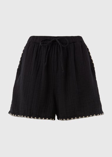 Black Co Ord Linen Shorts