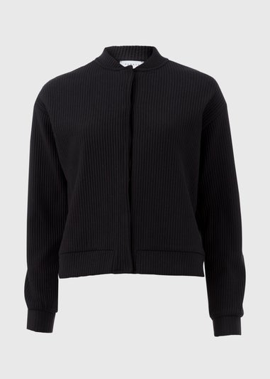 Black Ribbed Bomber Jacket