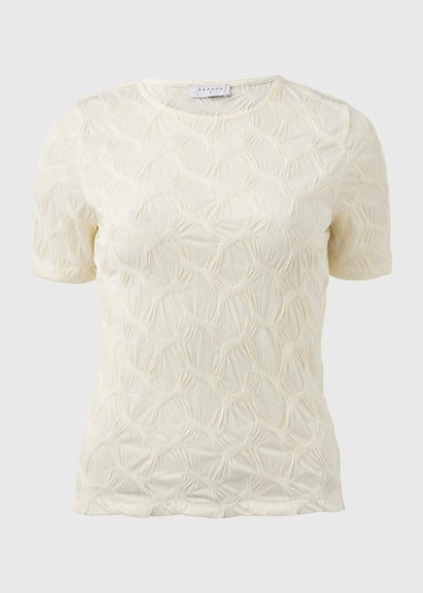 Cream Textured Short Sleeve Top