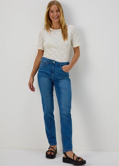 Cream Textured Short Sleeve Top