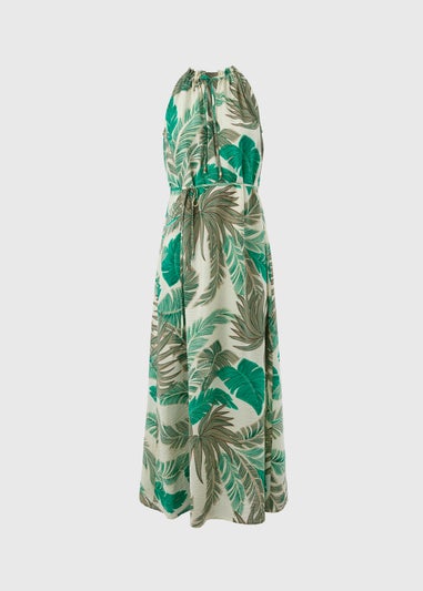 Et Vous Green Airflow Palm Maxi Sundress