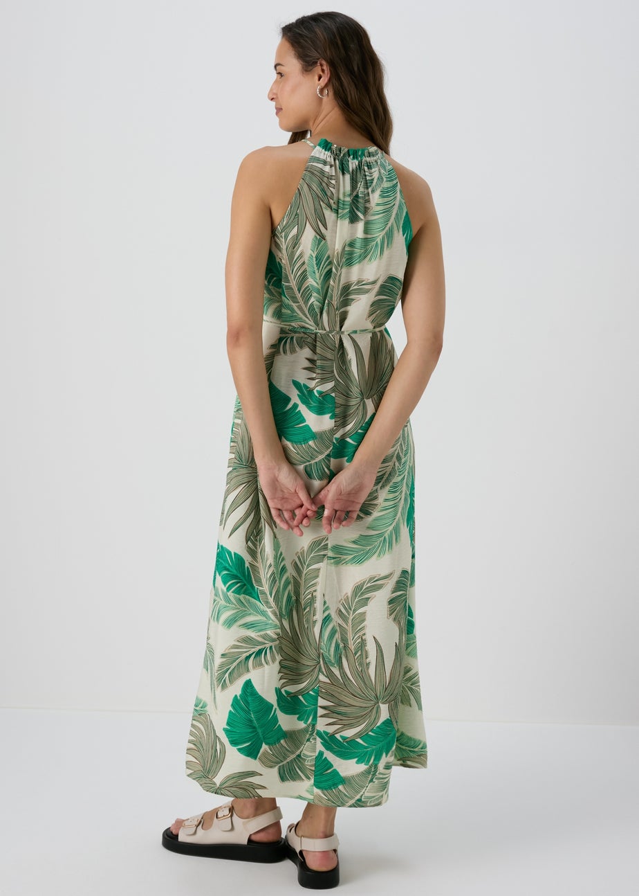 Et Vous Green Airflow Palm Maxi Sundress