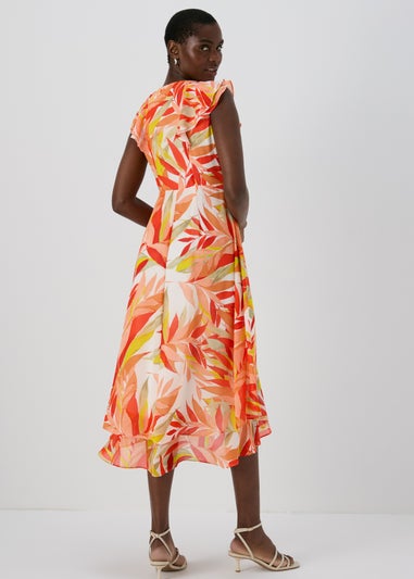 Et Vous Pink Floral Midi Chiffon Dress