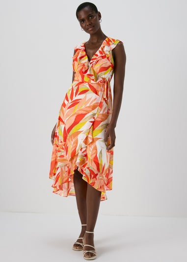 Et Vous Pink Floral Midi Chiffon Dress