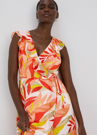 Et Vous Pink Floral Midi Chiffon Dress