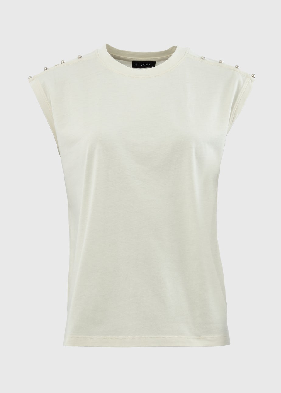 Et Vous Ivory Stud Detail T-Shirt