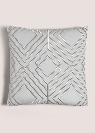Grey 3D Diamond Embroidery Cushion
