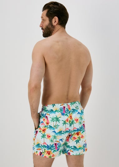 Aqua Pelican Print Swim Shorts