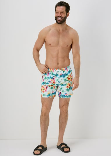 Aqua Pelican Print Swim Shorts