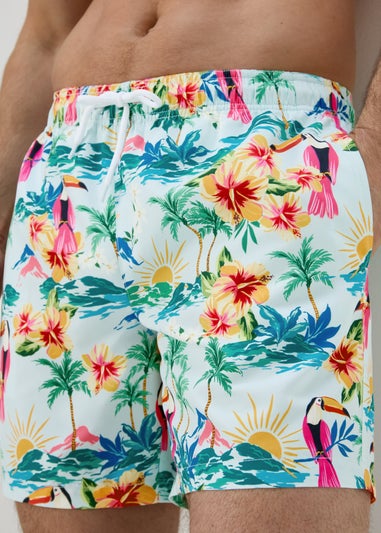 Aqua Pelican Print Swim Shorts