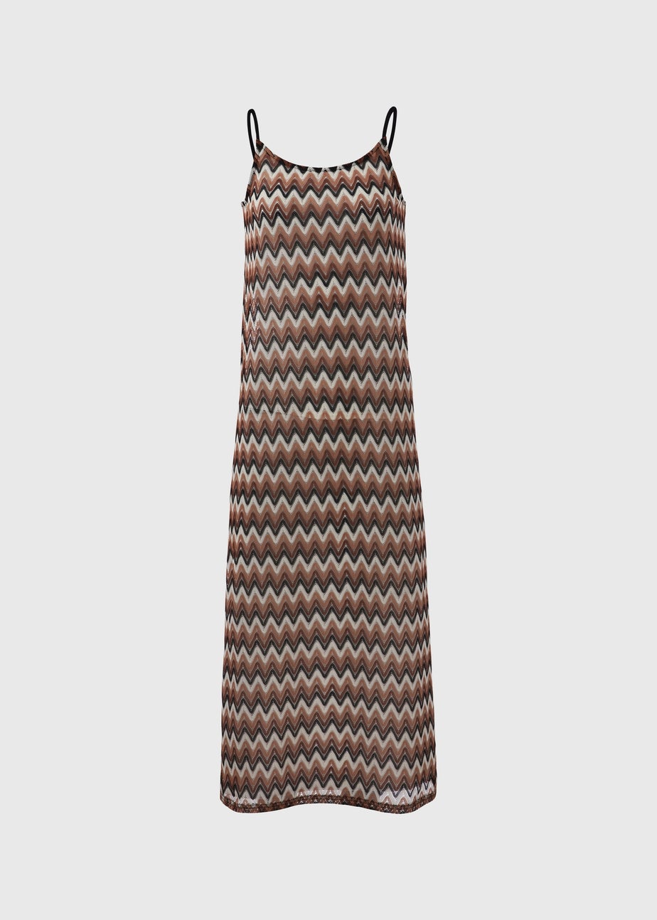 Multicolour Mono Zig Zag Design Crochet Dress