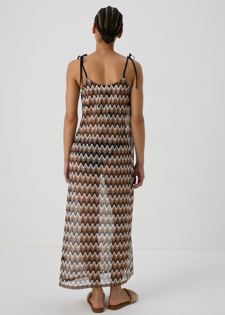 Multicolour Mono Zig Zag Design Crochet Dress
