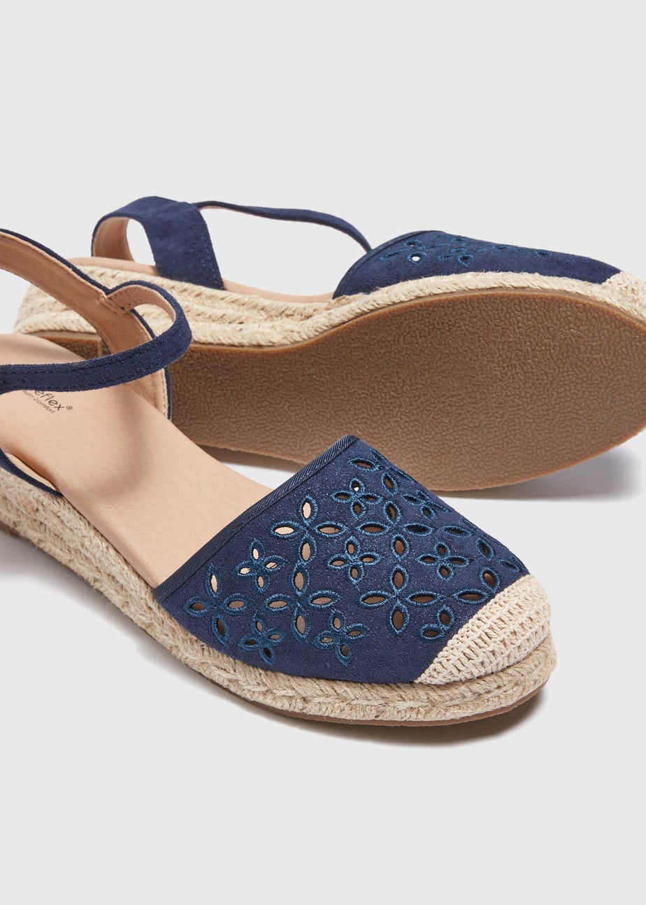 Navy Closed Toe Espadrille Sandals