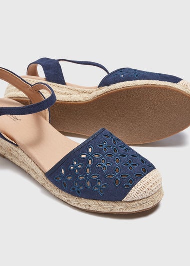 Navy Closed Toe Espadrille Sandals