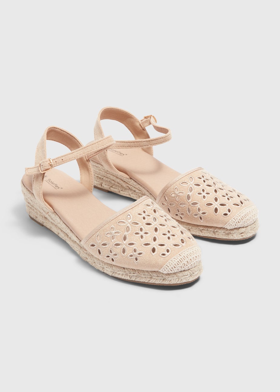 Cream Closed Toe Espadrille Sandals