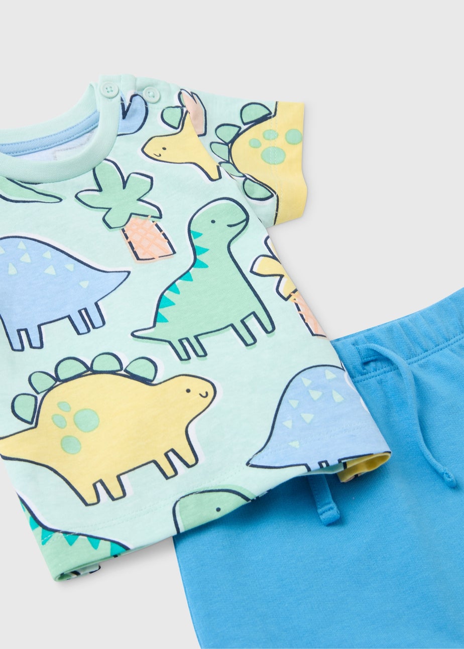 Baby Blue Dino Print T-Shirt & Shorts Set (Newborn-23mths)