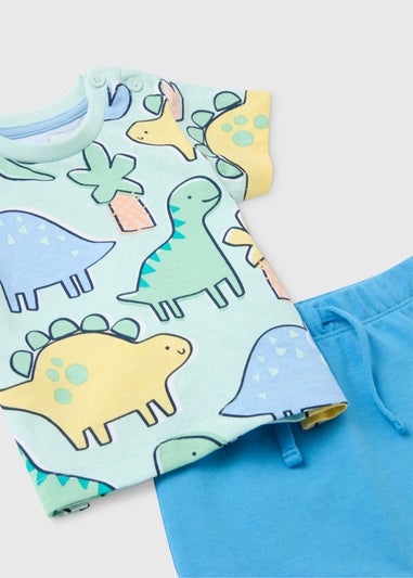 Baby Blue Dino Print T-Shirt & Shorts Set (Newborn-23mths)