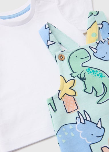 Boys Multicolour Dino Dungaree & T-Shirt Set (Newborn-23mths)