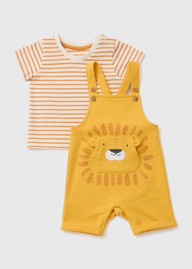 Boys Yellow Lion Dungaree Set (Newborn-23mths)