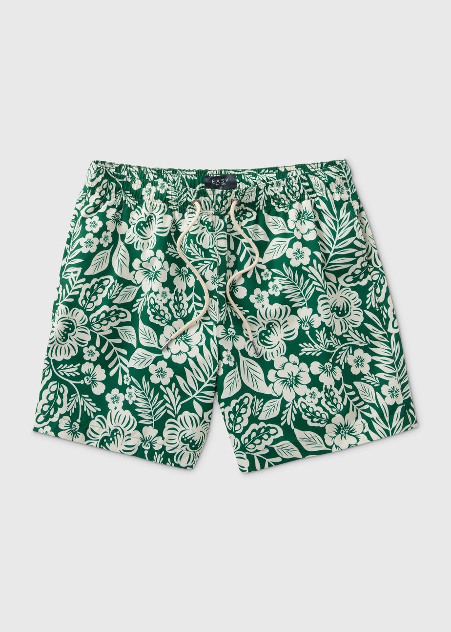 Khaki Floral Leaf Swim Shorts