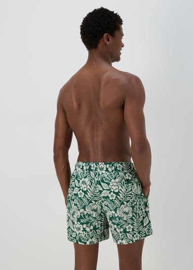 Khaki Floral Leaf Swim Shorts