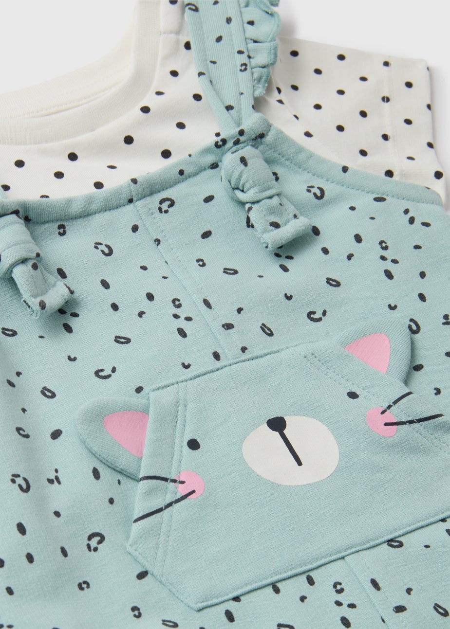 Baby Ecru Cat Frill Dungaree (Newborn-23mths)