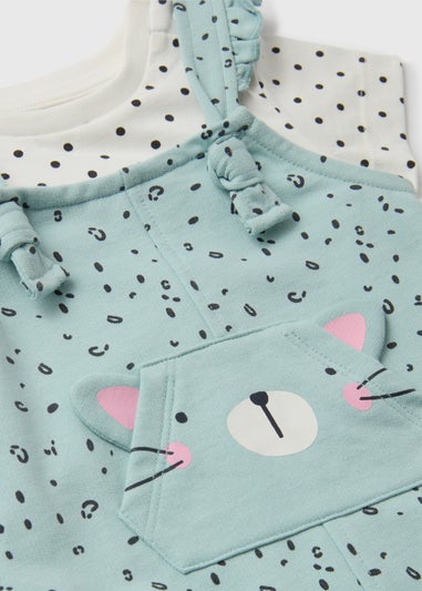 Baby Ecru Cat Frill Dungaree (Newborn-23mths)