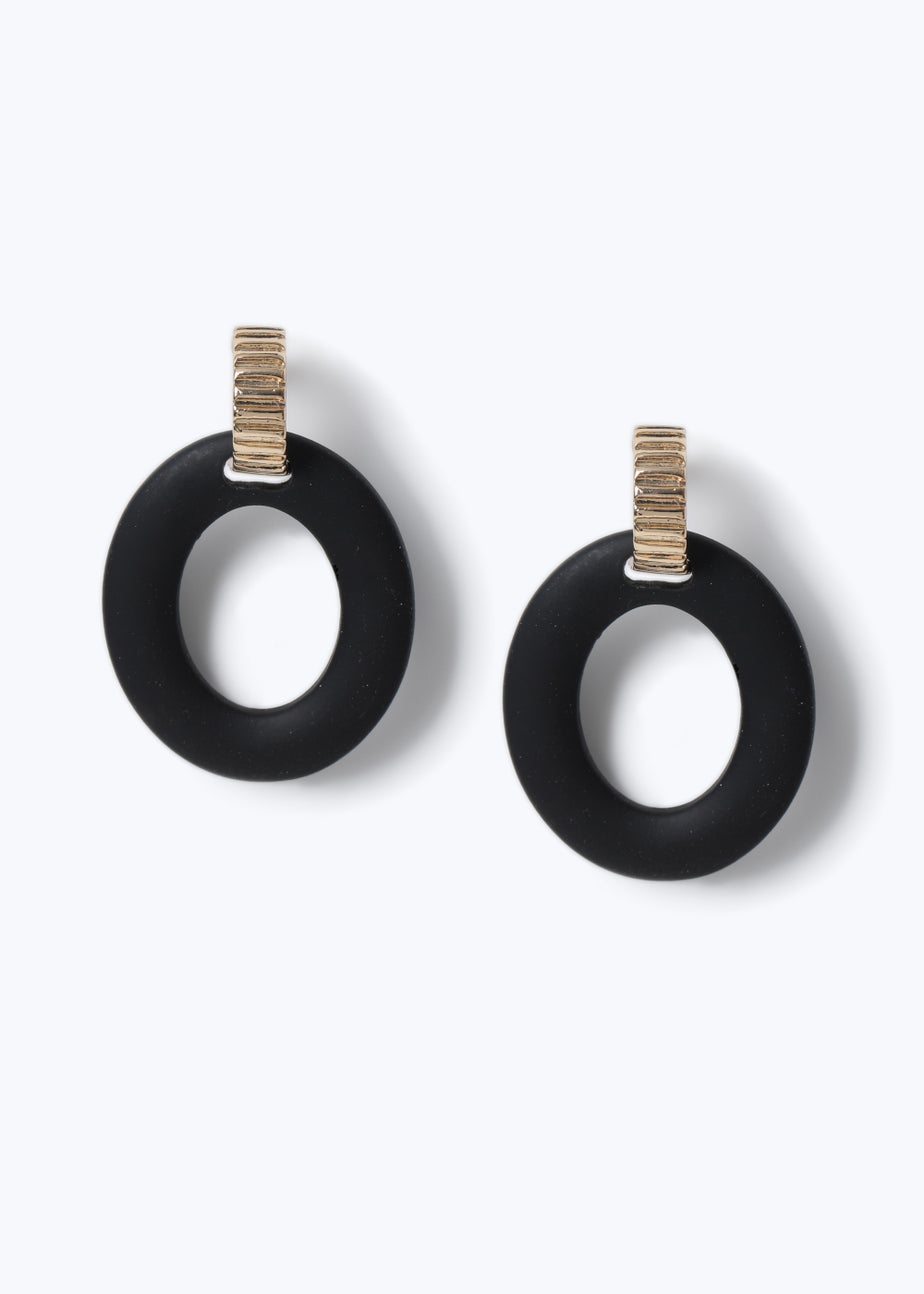 Black Matte Circle Drop Earrings