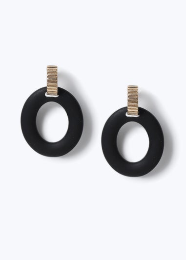 Black Matte Circle Drop Earrings