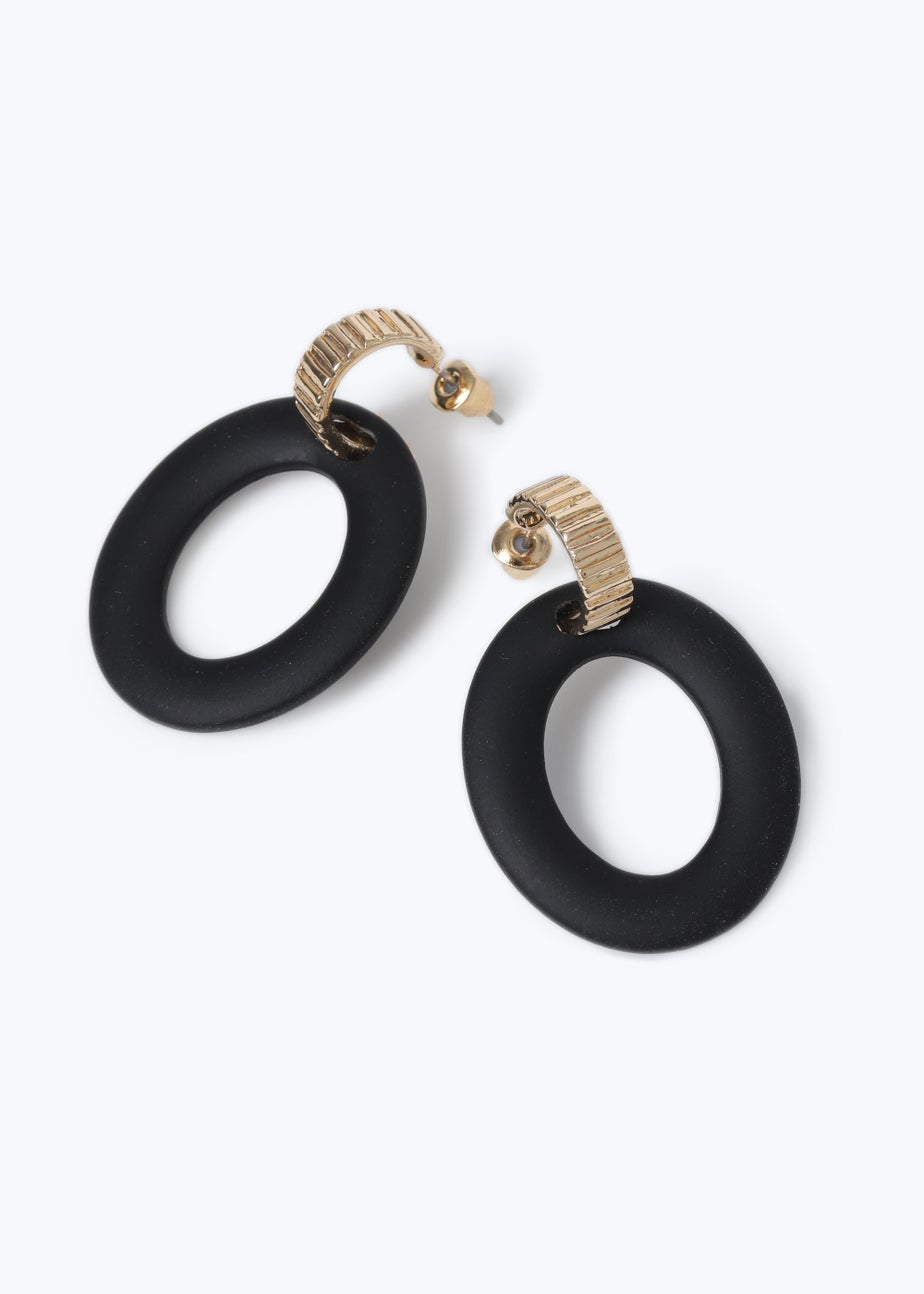Black Matte Circle Drop Earrings