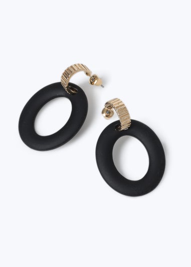 Black Matte Circle Drop Earrings