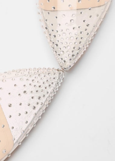 Quiz Silver Clear Embellished Court Heels