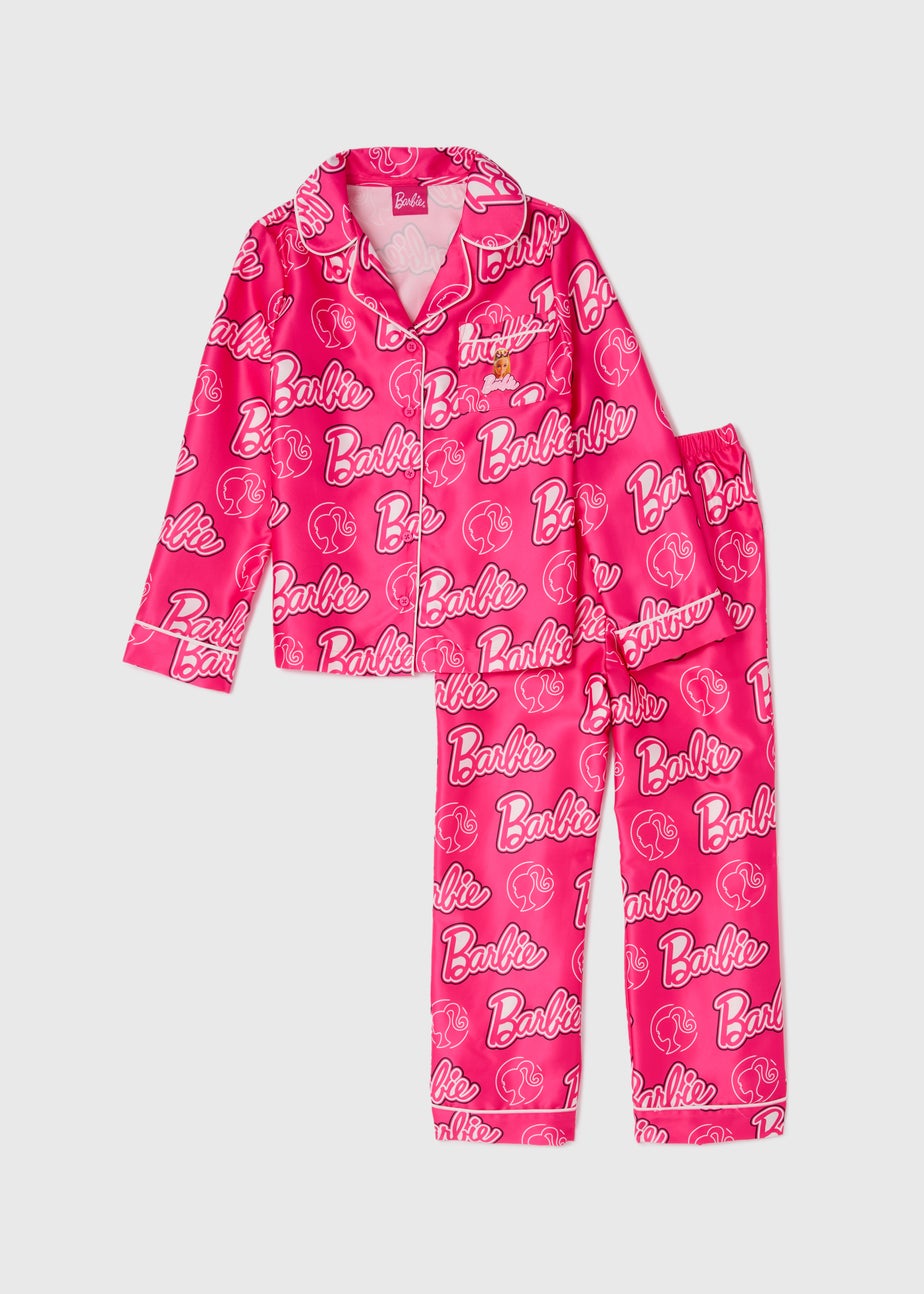 Girls Pink Barbie Satin Pyjama Set (4-12yrs)