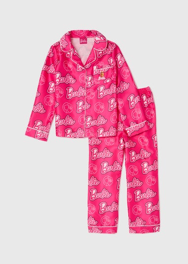 Girls Pink Barbie Satin Pyjama Set (4-12yrs)