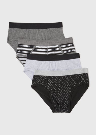 4 Pack Black Print Briefs