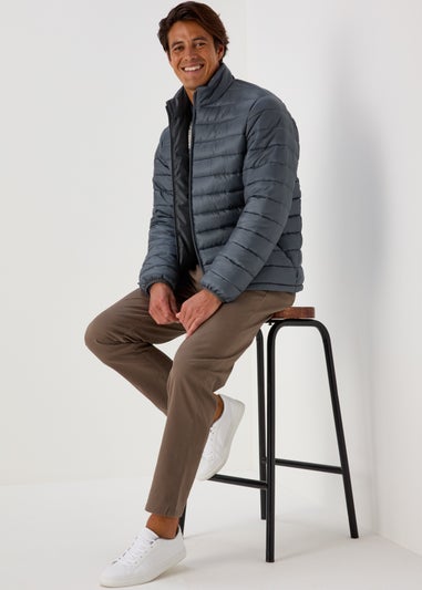 Grey Funnel Puffer Jacket