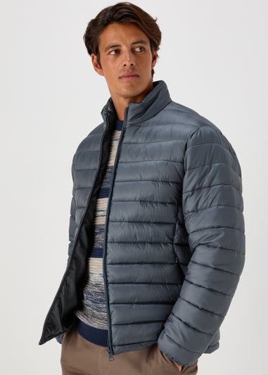 Grey Funnel Puffer Jacket