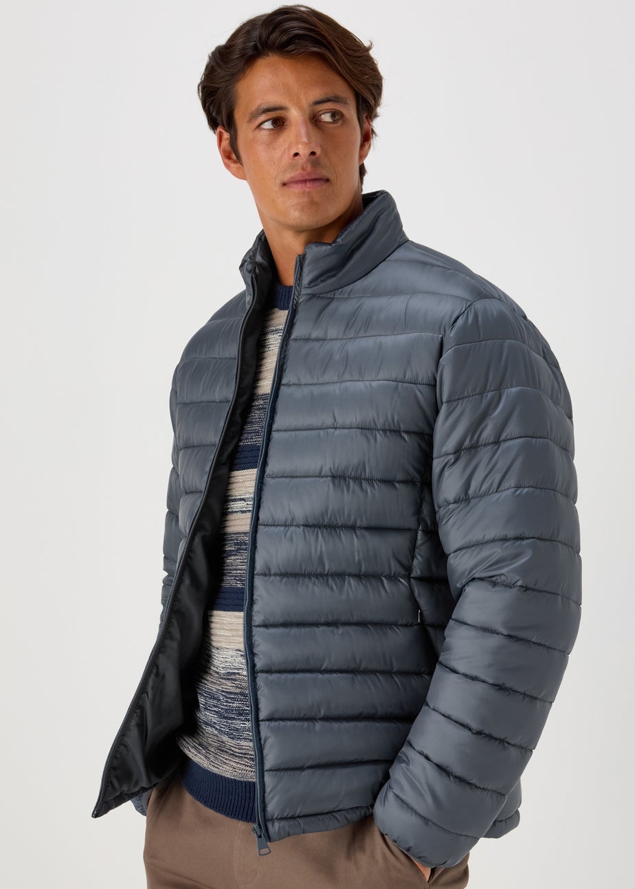 Grey Funnel Puffer Jacket