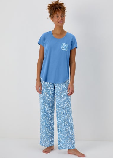 Blue Floral Print Pyjamas